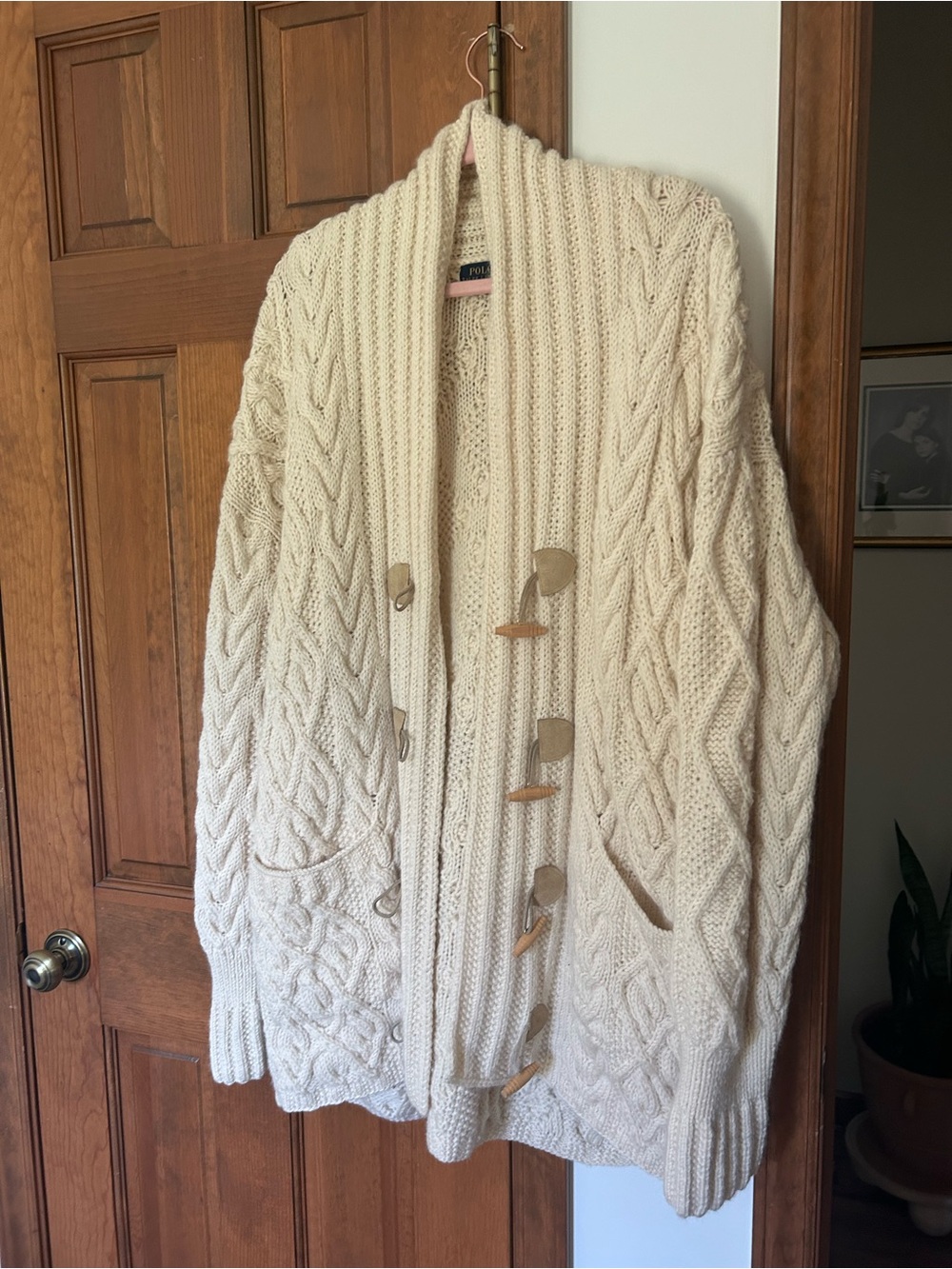 Polo by Ralph Lauren Cream Cable-Knit Toggle Cardigan